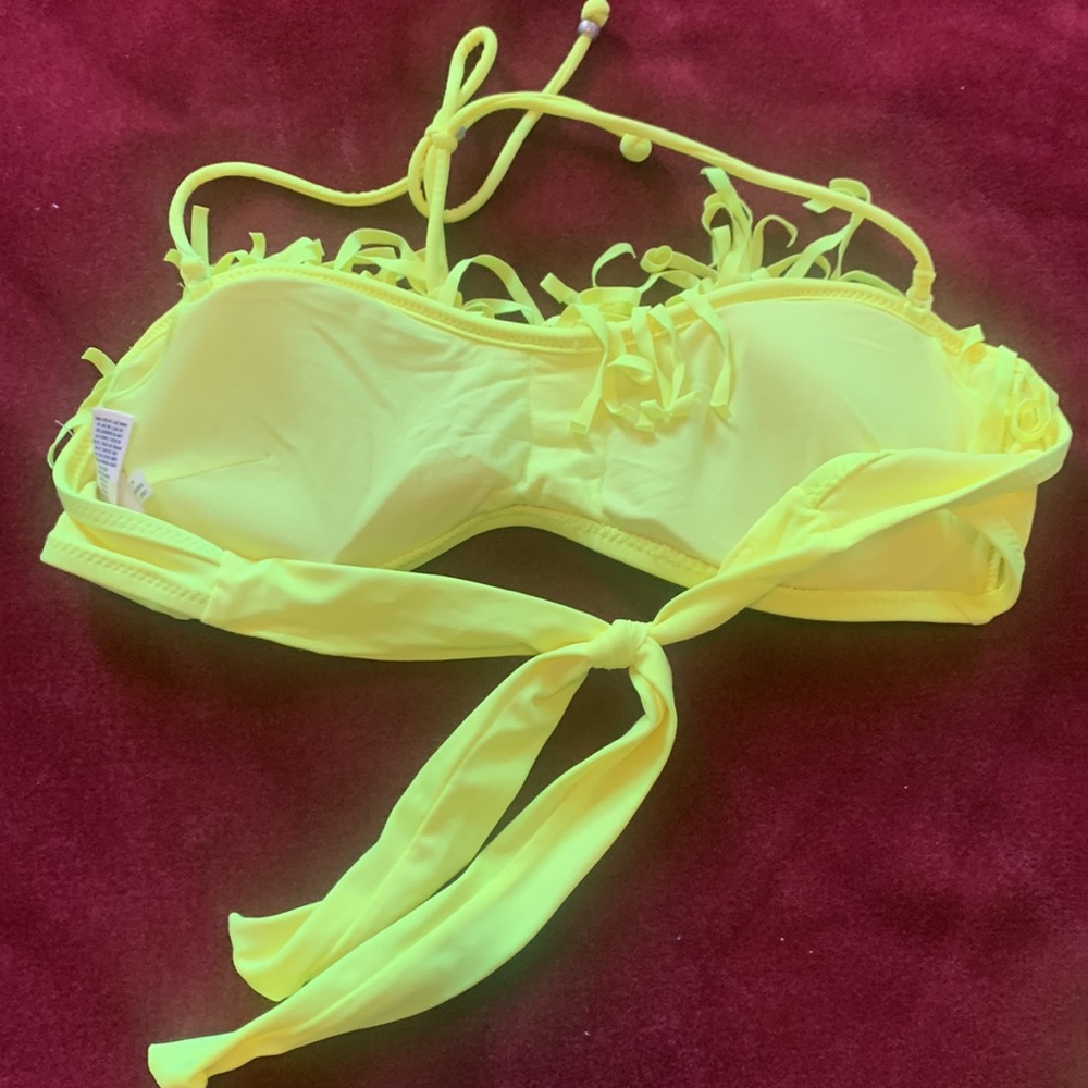 AE Neon Yellow Boho Fringe Convertible 2 Piece Swimsuit - Picture 4 of 14
